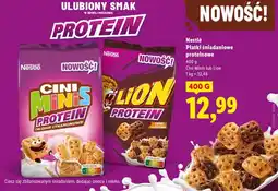 Lidl Nestlé Płatki śniadaniowe proteinowe (Cini Minis Protein or Lion Protein) oferta