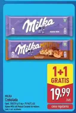 ALDI Milka Czekolada (Alpine Milk lub Peanut Caramel) oferta