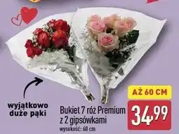 ALDI Bukiet 7 róż Premium z 2 gipsówkami (Bouquet of 7 Premium Roses with 2 Gypsophilas) 60 cm oferta