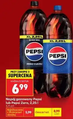 Biedronka Napój gazowany Pepsi lub Pepsi Zero, 2,25 l oferta