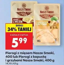 Biedronka Pierogi z mięsem Nasze Smaki, 400 lub Pierogi z kapustą i grzybami Nasze Smaki, 400 g oferta