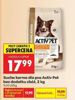 Biedronka Sucha karma dla psa Activ Pet bez dodatku zbóż, 2 kg oferta