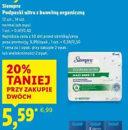 Lidl Siempre Podpaski ultra z bawełną organiczną oferta