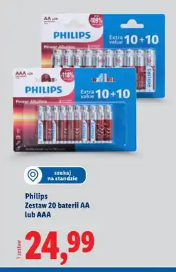 Lidl Philips Zestaw 20 baterii AA lub AAA oferta