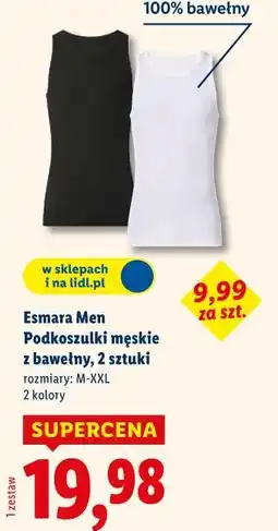 Lidl Esmara Men Podkoszulki męskie z bawełny, 2 sztuki oferta