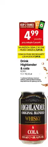 Delikatesy Centrum Highlander Original Blended Whisky & Cola (puszka 0,33 l) oferta