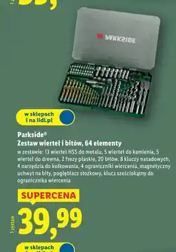 Lidl Parkside Zestaw wierteł i bitów, 64 elementy oferta