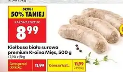 Biedronka Kiełbasa biała surowa premium Kraina Mięs oferta