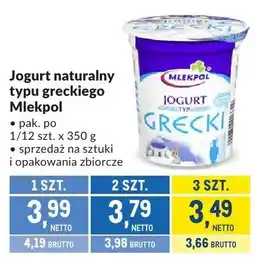 Makro Jogurt naturalny typu greckiego Mlekpol oferta