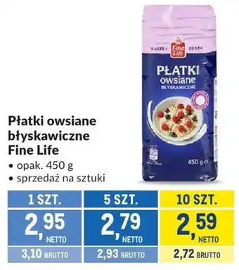 Makro Płatki owsiane błyskawiczne Fine Life oferta