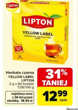 Carrefour Lipton Herbata czarna Yellow Label oferta