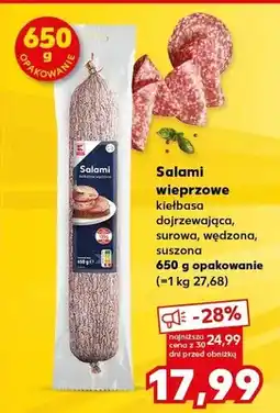 Kaufland Salami wieprzowe kiełbasa dojrzewająca, surowa, wędzona, suszona oferta