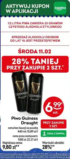 Żabka Piwo Guiness Draught oferta