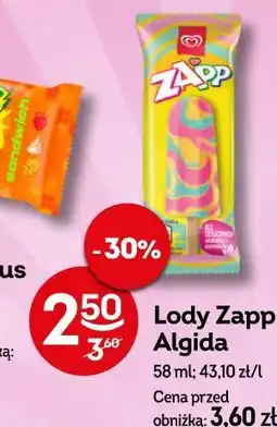 Żabka Lody Zapp Algida oferta