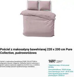 Biedronka Pościel z makosatyny bawełnianej 220 x 200 cm Pure Collection, pudroworóżowa oferta