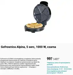 Biedronka Gofrownica Alpina, 5 serc, 1000 W, czarna oferta
