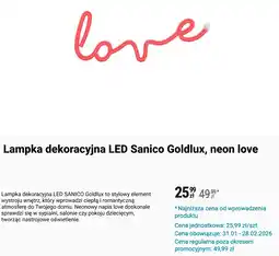 Biedronka Lampka dekoracyjna LED Sanico Goldlux, neon love oferta