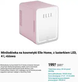 Biedronka Minilodówka na kosmetyki Elle Home, z lusterkiem LED, 4 l, różowa oferta
