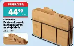 Biedronka KONIGHOFFER Zestaw 4 desek bambusowych ze stojakiem 28 x 18 cm oferta