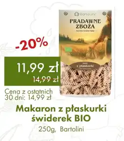 Organic Farma Zdrowia Bartolini Makaron z płaskurki świderek BIO oferta