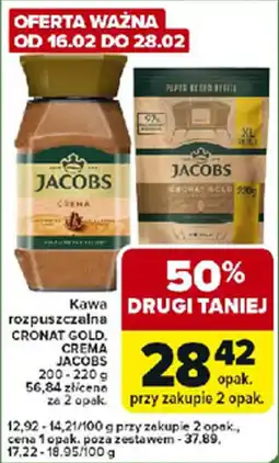 Carrefour Express Kawa rozpuszczalna CRONAT GOLD, CREMA JACOBS oferta
