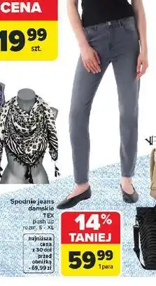 Carrefour Spodnie damskie jeansowe s-xl Tex oferta