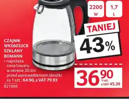 Selgros Czajnik szklany Bomann WK5603CB oferta