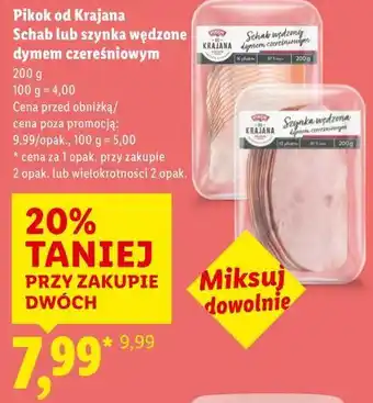 Lidl Pikok od Krajana Schab lub szynka wędzone dymem czereśniowym oferta