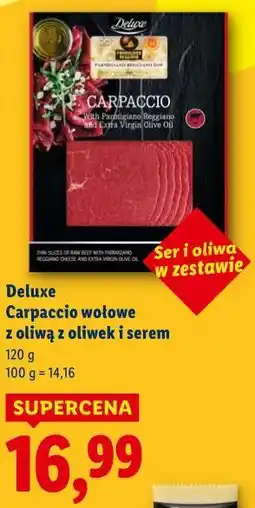 Lidl Deluxe Carpaccio wołowe z oliwą z oliwek i serem oferta
