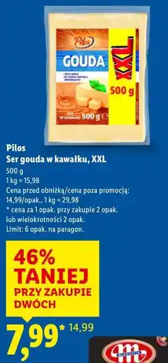 Lidl Pilos Ser gouda w kawałku, XXL oferta