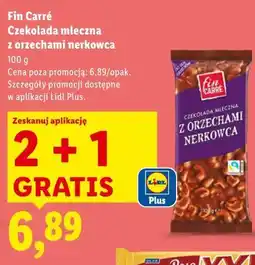 Lidl Fin Carré Czekolada mleczna z orzechami nerkowca oferta