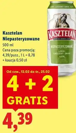 Lidl Piwo Kasztelan Niepasteryzowane oferta