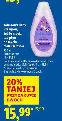 Lidl Johnson's Baby Szampon, żel do mycia lub płyn do mycia ciała i włosów oferta