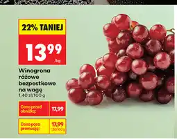 Biedronka Winogrona różowe bezpestkowe na wagę oferta