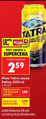 Biedronka Piwo Tatra Jasne Pełne oferta