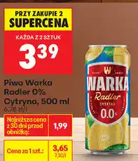 Biedronka Piwo Warka Radler 0% Cytryna oferta