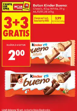 Biedronka Baton Kinder Bueno: Classic, 43 g White, 39 g oferta