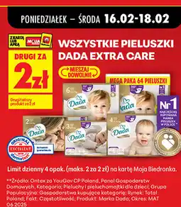 Biedronka Wszystkie pieluszki Dada Extra Care oferta