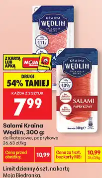 Biedronka Salami Kraina Wędlin, 300 g: delikatesowe, paprykowe oferta