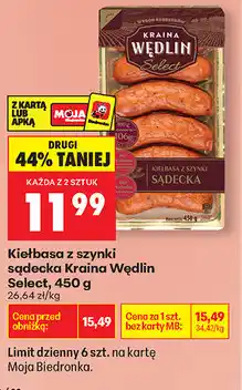 Biedronka Kiełbasa z szynki sądecka Kraina Wędlin Select oferta