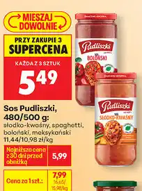 Biedronka Sos Pudliszki, 480/500 g: słodko-kwaśny, spaghetti, boloński, meksykański oferta