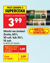 Biedronka Worki na śmieci Zosia, 60 l, 10 szt. lub 35 l, 15 szt oferta