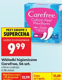 Biedronka Wkładki higieniczne Carefree, 56 szt oferta