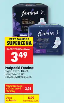 Biedronka Podpaski Femina: Night, 9 szt., 10 szt., Everyday, 16 szt oferta