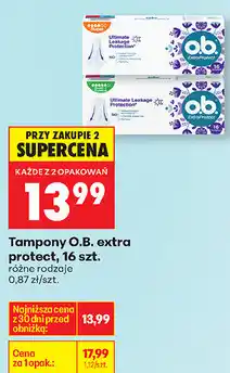 Biedronka Tampony O.B. extra protect, 16 szt oferta