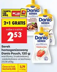 Biedronka Serek homogenizowany Danio Pouch, 120 g: waniliowy, truskawkowy, czekoladowo-orzechowy oferta