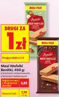 Biedronka Maxi Wafelki Bonitki, 450 g: z kremem orzechowym, z kremem kakaowym oferta