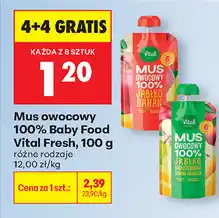 Biedronka Mus owocowy 100% Baby Food Vital Fresh oferta