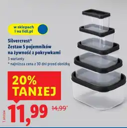 Lidl Silvercrest Zestaw 5 pojemników na żywność z pokrywkami oferta