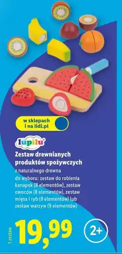 Lidl Lupilu Zestaw drewnianych produktów spożywczych z naturalnego drewna oferta